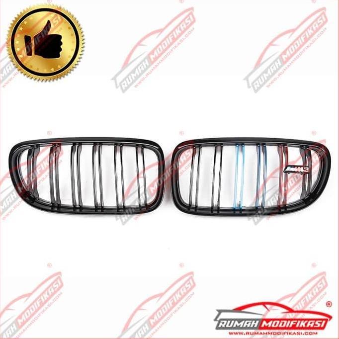 GRILL - BMW E90 2009-2011 - DOUBLE SLATE - GLOSS - M3 STYLE - STRIPES