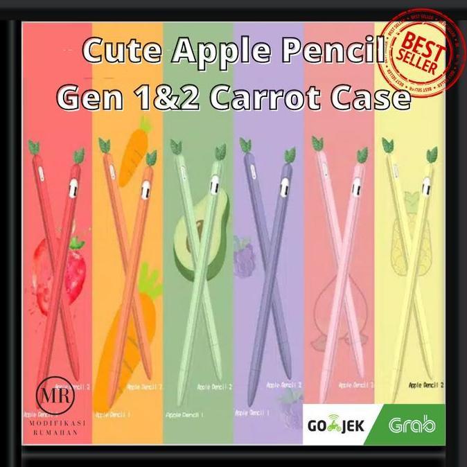 Cute Apple Pencil Carrot Protective Silicone Case Gen 1 / 2 Ipad Pro Berkualitas
