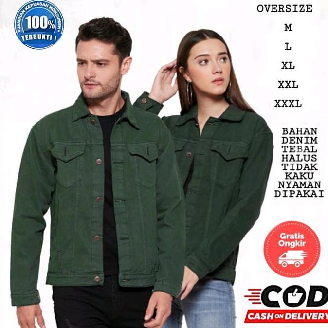 jaket jeans couple warna hijau army jaket pasangan
