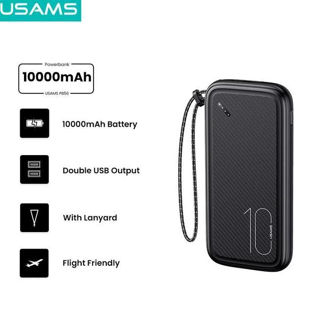 Usams Pb56 Powerbank 10Mah With Lanyard Dual Usb