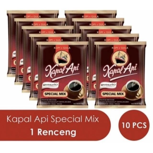 Kopi Kapal Api Renceng - 10 Sachet, Kopi Hitam / Kapal Api Special Mix 1 Renceng 10 PCS