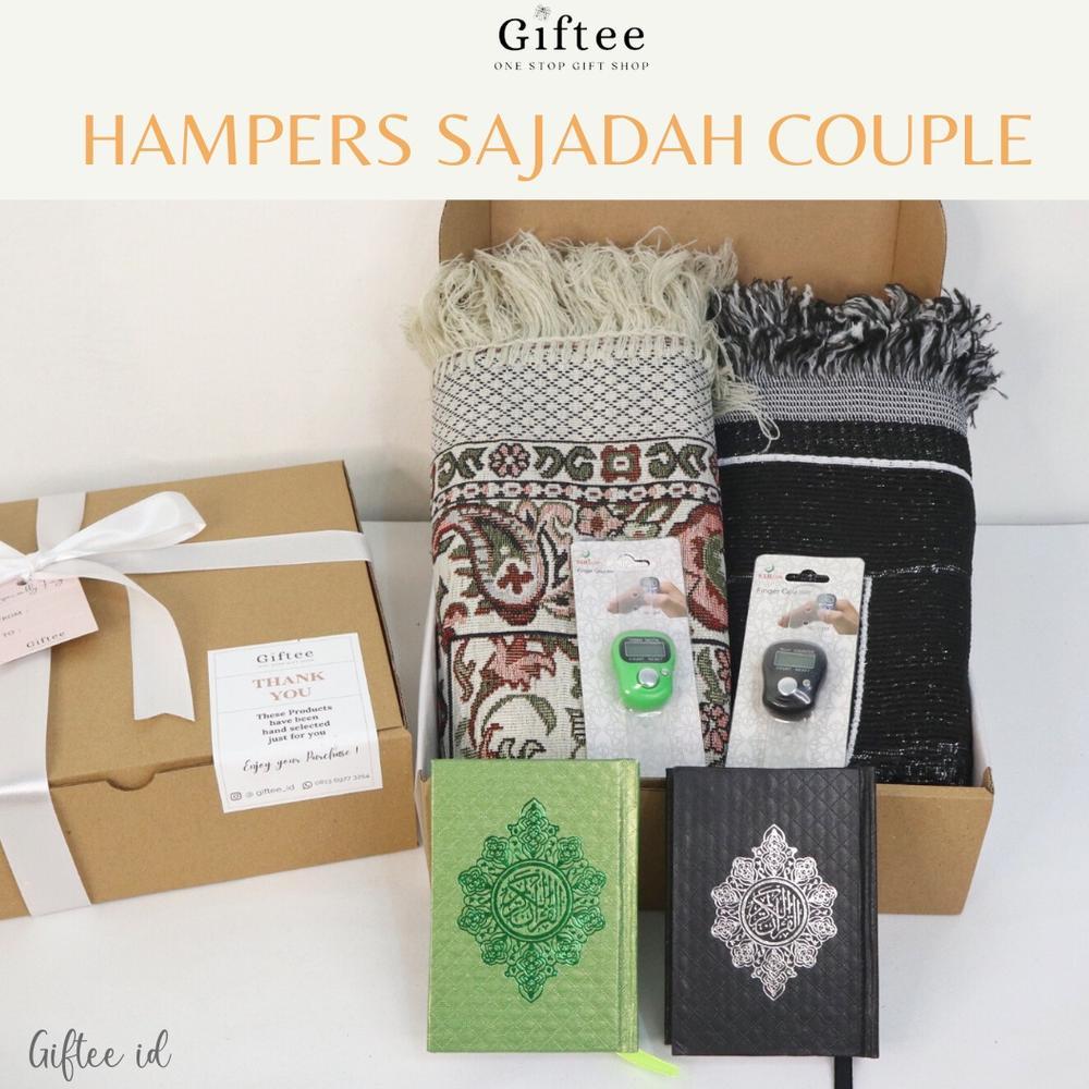 bestpromo hampers sajadah couple kado hadiah gift set pernikahan ulang tahun cewek cowok tasbih alqu