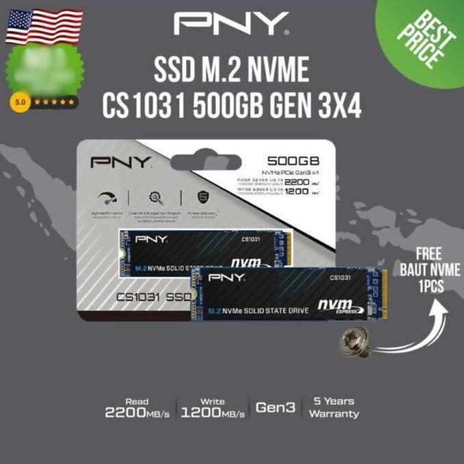 TERBARU - SSD PNY CS1031 256GB I 512GB I 1TB M.2 NVMe PCIe Gen3 x4