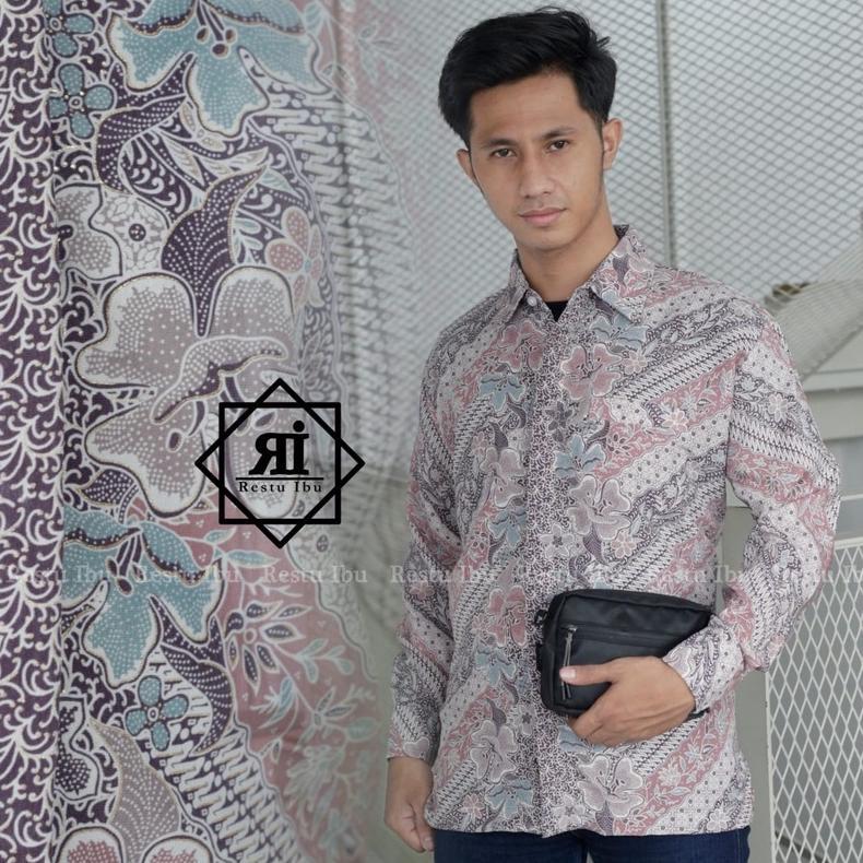 TERBARU Gallery batik - Kemeja batik pria motif lereng soft pink / Baju batik pria modern buat pesta