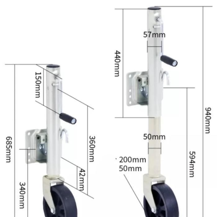 DOUBLE WHEEL JACK TRAILER ANHANG 2000 POUND - JACK STAND - STAND JACK MOBIL CAMPER ORIGINAL DAN TERP