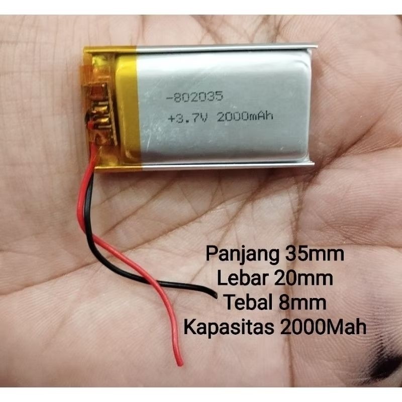 Baterai Universal Kabel 2 / Kabel 3 802035 P 35Mm L 20Mm T Mm For Elektronik Remot Control / Mainan 