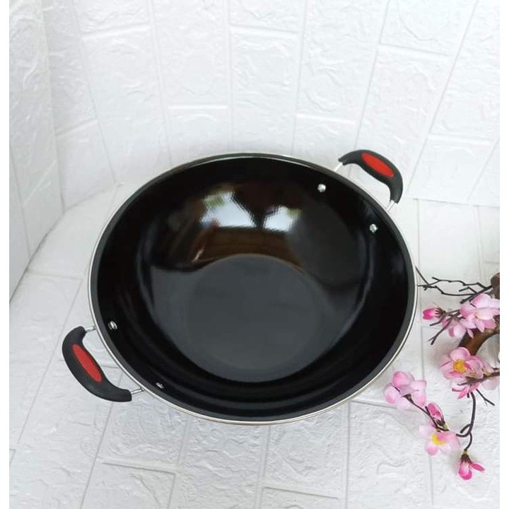 Wajan Kuping Gsf 34Cm / Wajan Kupingan Gsf 34Cm / Wajan Goreng Gsf 34Cm Bahan Enamel Anti Lengket / 