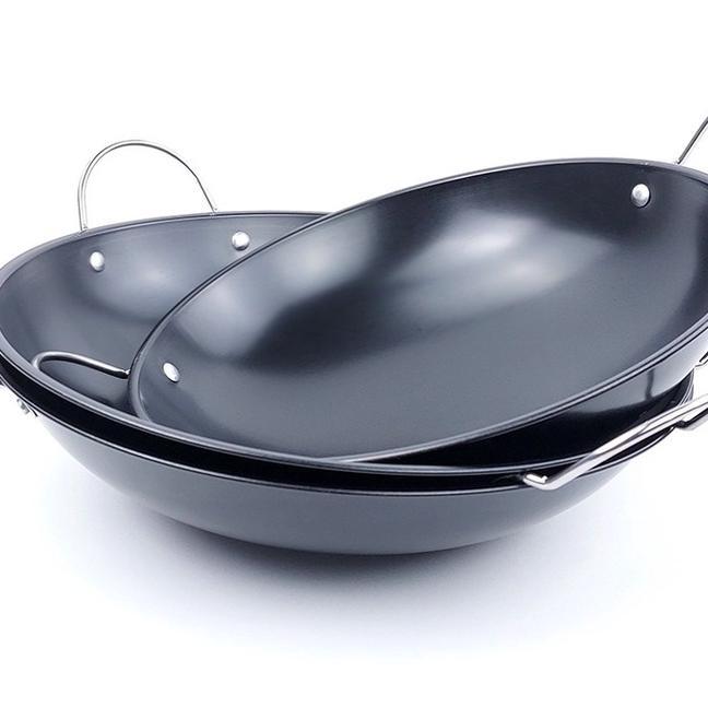 Indoline - Wajan Kuali Mini Hitam Stainless Tebal 21/23/25Cm - Kuali Mini Plat Penggorengan Anti Len