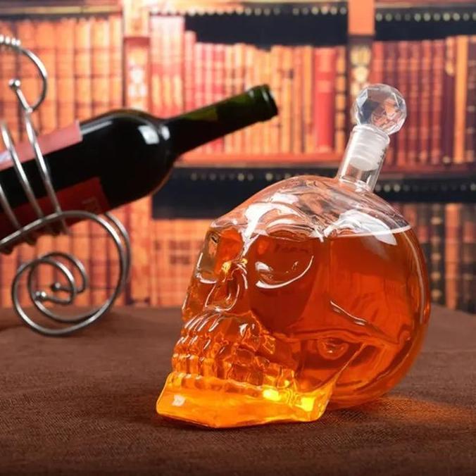 TERMURAH - Botol Teko Kaca Bartender Model Crystal Head Skull Tengkorak 750 ML