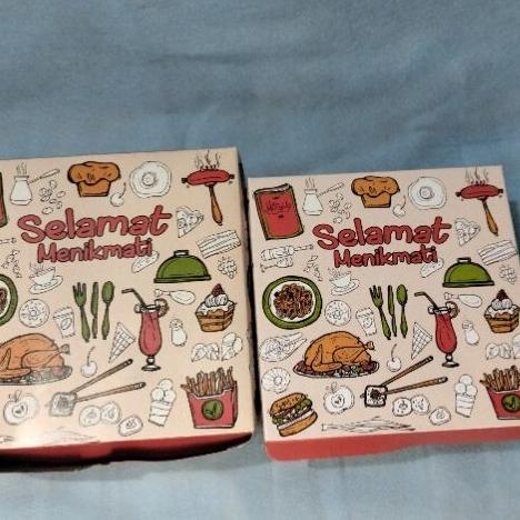 Isi 50 Pcs Dus Box Nasi Catering 20X20 Motif Kekinian Tebal 310 Gsm / Dus Nasi Kotak Tutup Sambung G
