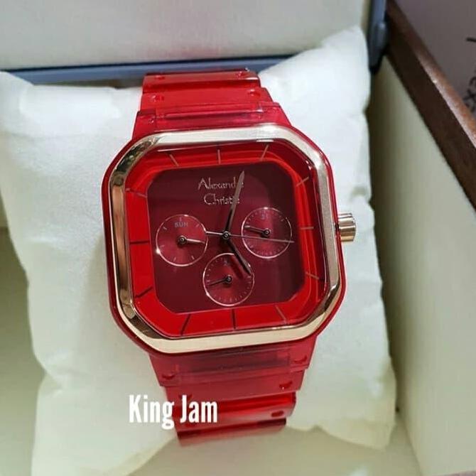 Jam Tangan Wanita Alexandre Christie AC 2811 Orinal Red Rubber