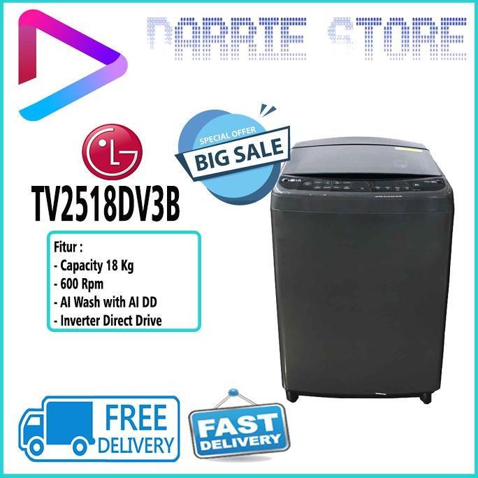 LG TV2518DV3B MESIN CUCI LG TOP LOADING 18 KG INVERTER TV2518