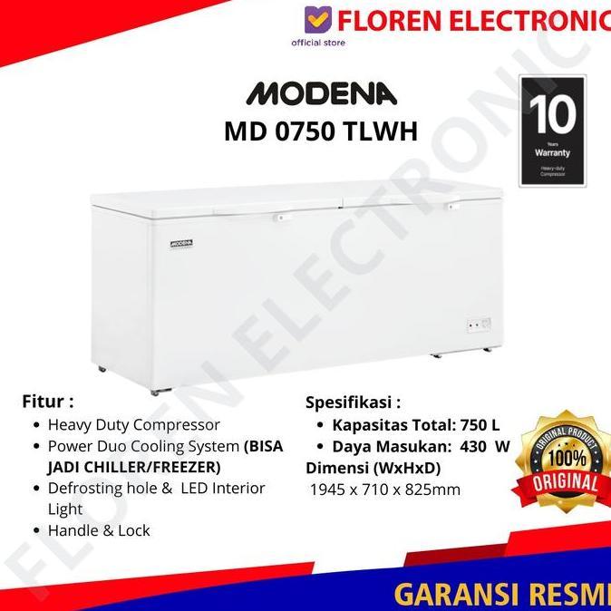 Modena Freezer  MD 0750 TLWH 750 Liter 2 Pintu MURAH GARANSI RESMI