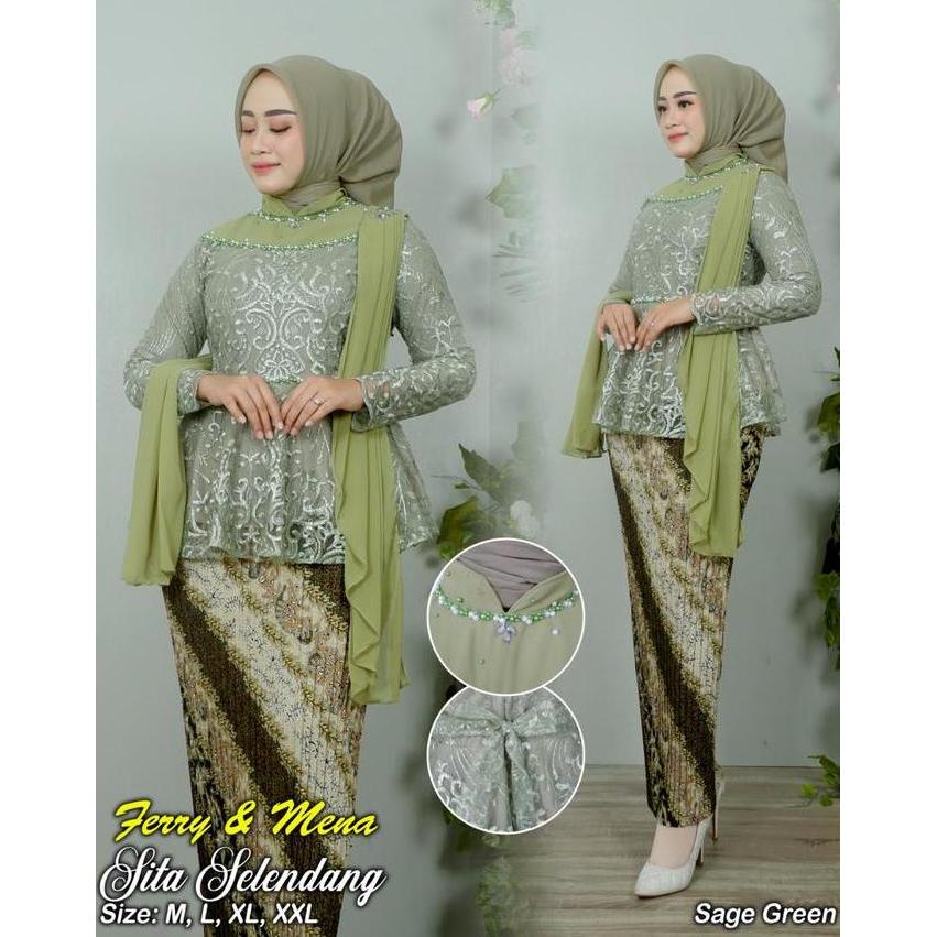 DJ Collection 21 Setelan Kebaya Sita Selendang - Kebaya Wisuda Kebaya Kondangan Kebaya Modern / Keba