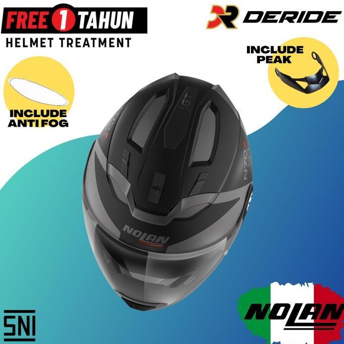 TERLARIS NOLAN N70-2 GT 046 GLARING N-COM FLAT GREY HELM CROSS OVER SNI N702 GT