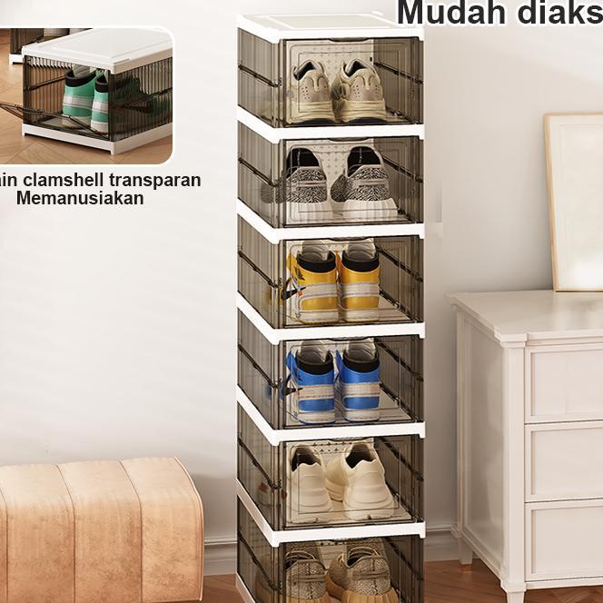 Awesome Box Kotak Sepatu Lipat 3/6/8/9/11 Rak Sepatu Lipat Kotaksepatu Transparan Penyimpanan Sepatu