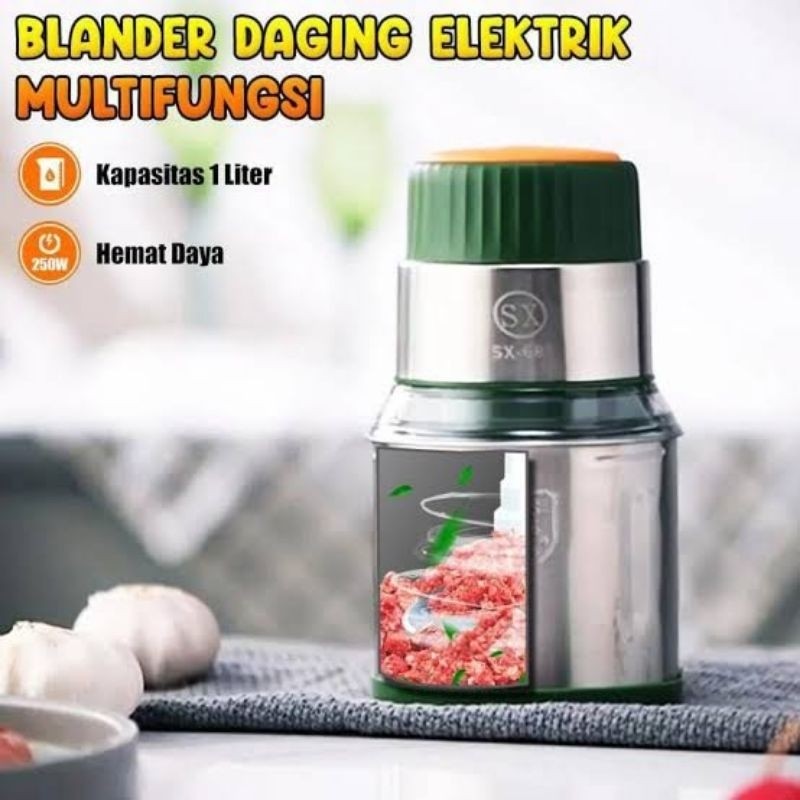 Blender Daging Chopper Stainlees 1Liter 681 Chopper Serbaguna Stainless Steel Stenlis Bleander Logam