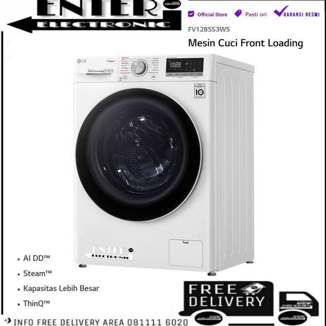 LG FV1285S3WS - MESIN CUCI FRONT LOADING LG INVERTER 8,5KG FV 1285S3WS