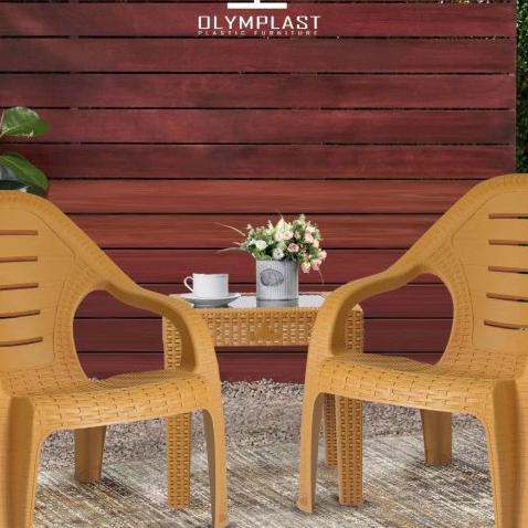 Olympast Set Meja Kursi Ol 509 R Kursi Teras Kursi Rotan Kursi Taman Kuat Murah 508-Tabitha Hitam
