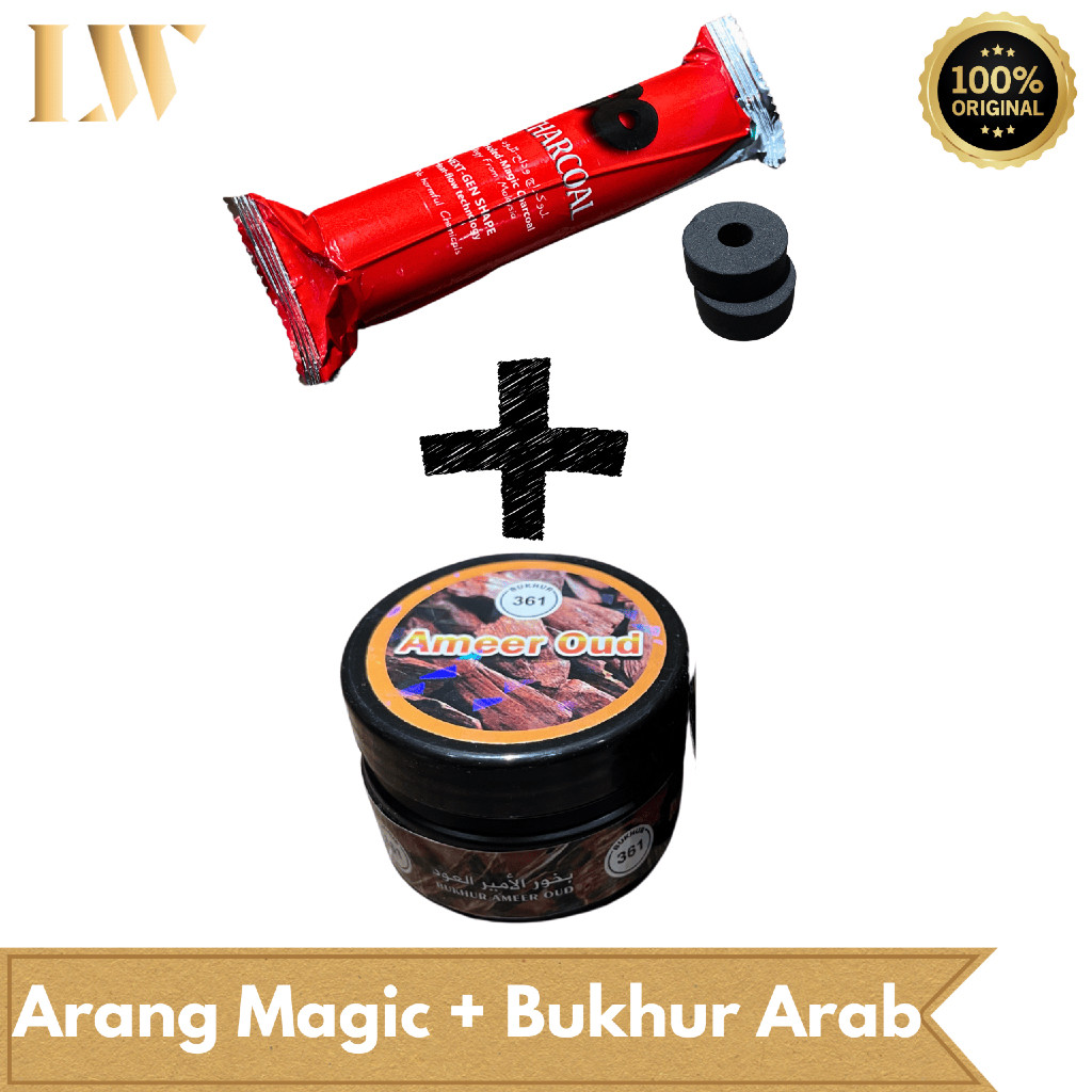 Paket Bukhur Buhur Wewangian Arab + Arang Magic/Bukhur Bubuk Arab Gahru/Oud Bukiyah/Oud Kiswah 30Gr