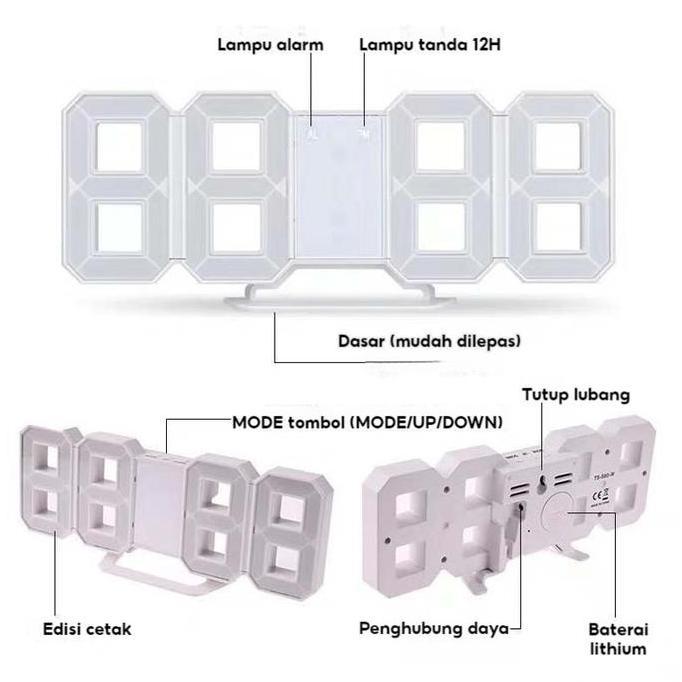 CRASOS Jam  Dinding Digital LED/Jam Meja-Alarm/Jam 3D Besar Modern Bisa COD Jam Alarm Dinding Digita