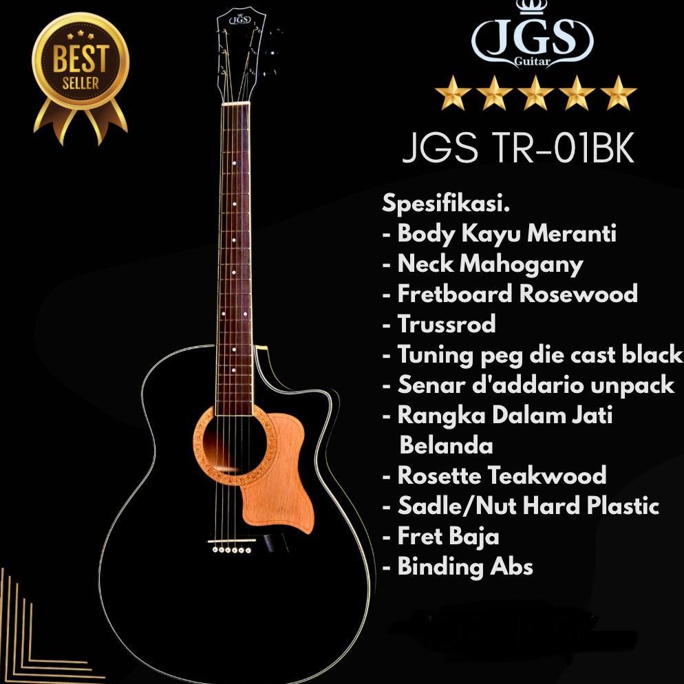 HUYATOMISHOP GITAR AKUSTIK / AKUSTIK ELEKTRIK JGS GUITAR TR-01 BK (HITAM DOFF) HEMAT