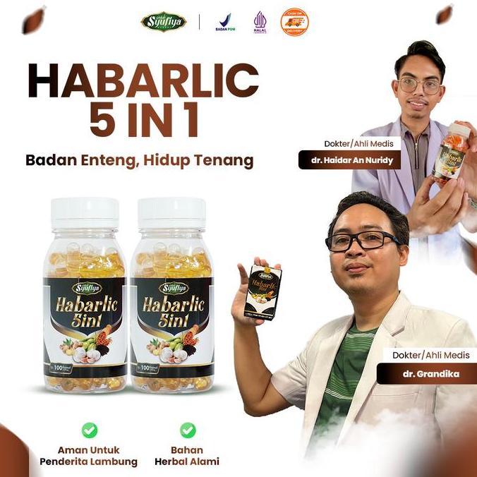 [2 Botol] Habarlic Kapsul Herbal Habbatussauda - Garlic - - Minyak Zaitun - Rimpang Kunyit - Jahe | 