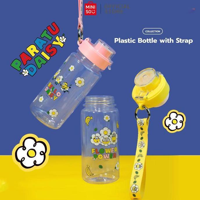 Gavanistore - MINISO x MINIONS Botol Minum 640ml Tumbler Plastik Dengan Tali Botol Air Minum Rumah T