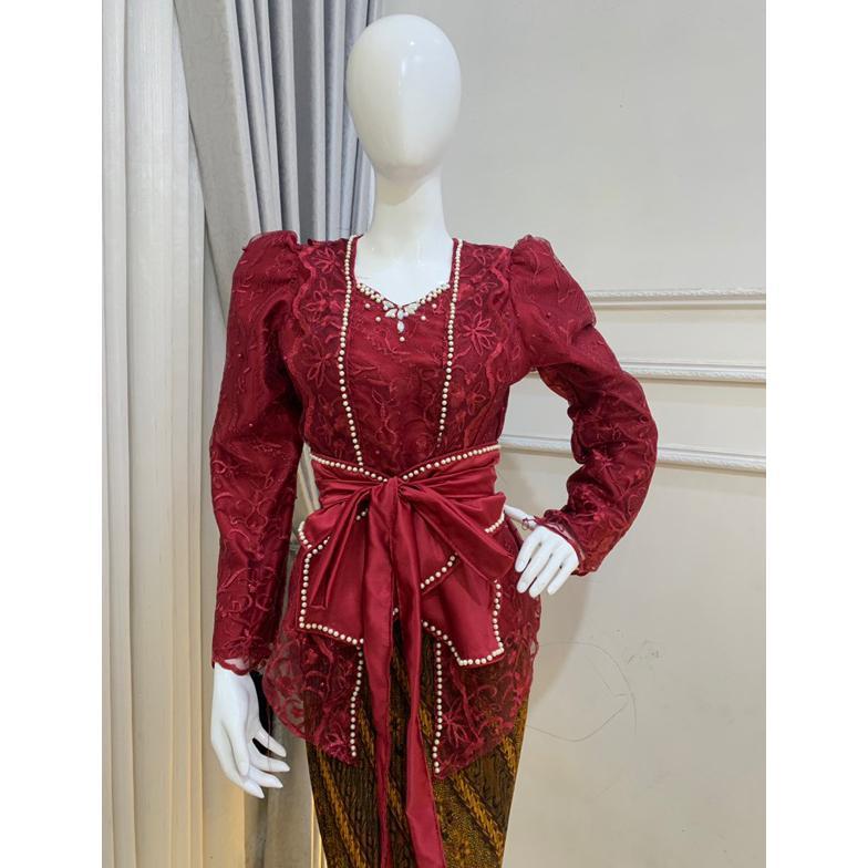 Sale Kebaya Puff + Obi Belt Motif Bunga S-Xxl