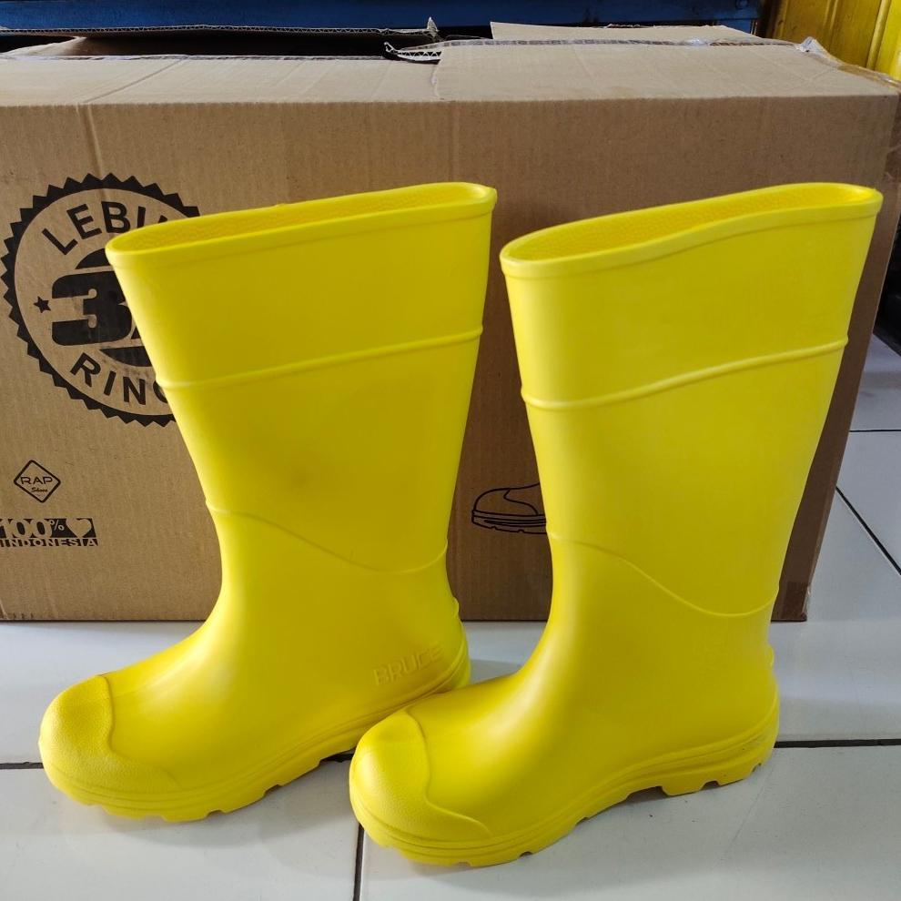 Sepatu Boots Hujan merk BRUCE BOOTS untuk Pria Wanita bahan Karet Anti Air Anti Slip Super Ringan