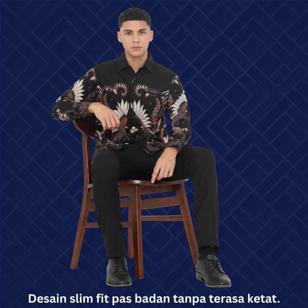 Dancus Kemeja Batik Pria Atasan Batik Modern Baju Batik Lengan Panjang Pria