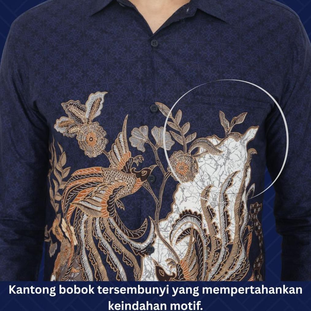 Dancus Kemeja Batik Pria Atasan Batik Modern Baju Batik Lengan Panjang Pria