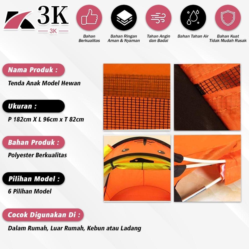NEW DEALS (3K Surabaya) Tenda Anak Karakter Animal Hewan Camping Otomatis Lipat PREMIUM