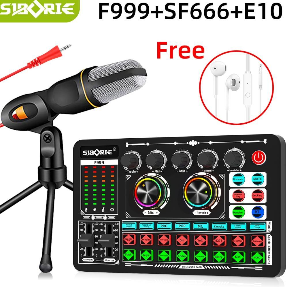 Siborie F999 soundcard+SF666 mic paket lengkap Full SET 100% Original Siap COD