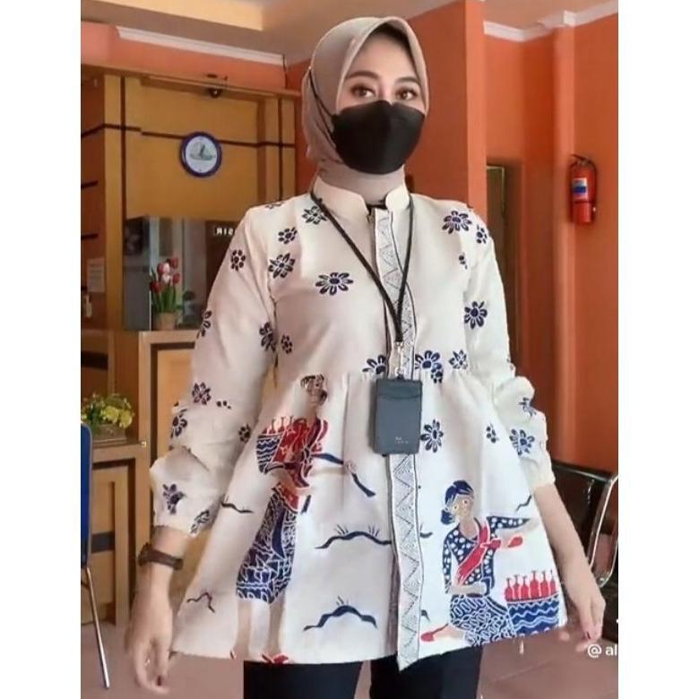 M-4XL INSTANT MEDAN TERMURAH  Batik Wanita Kancing Depan Motif Mbok Jamu Ready Size Standar dan Jumb