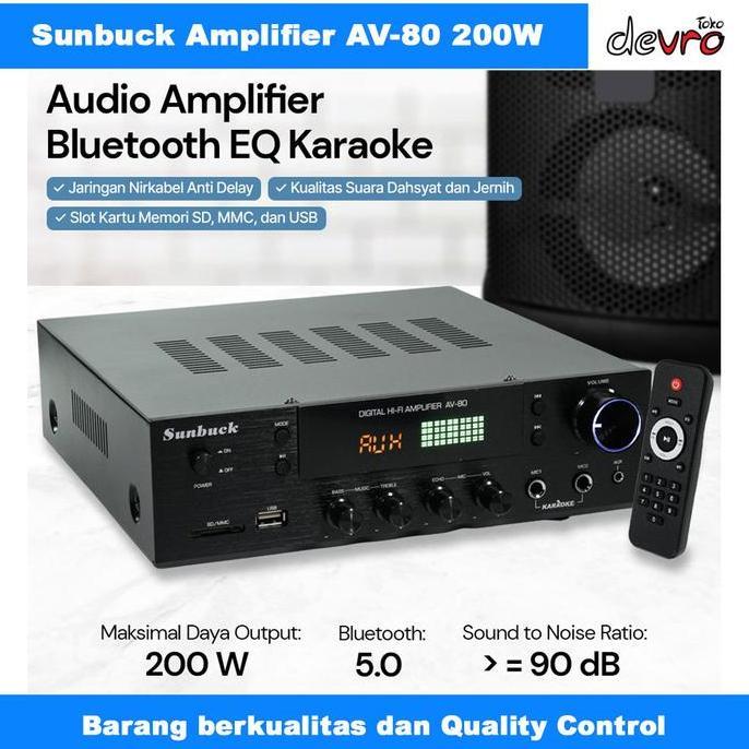 Amplifier Bluetooth EQ Karaoke Home Theater 2000W - Sunbuck AV-80