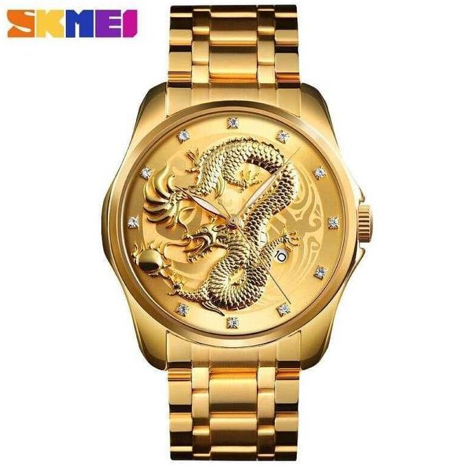 TUQOLUN SKMEI Jam Tangan Analog Pria - 9193 - Gold Gold