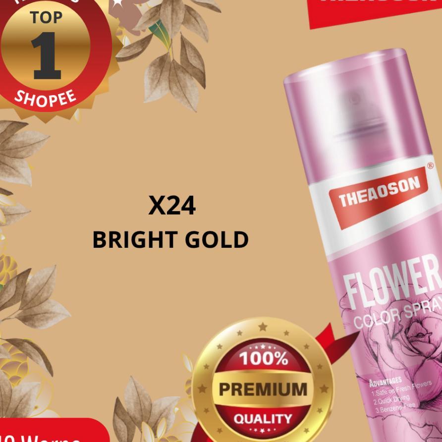Premium Floral Spray Paint X24 Bright Gold Cat Pilox Bunga