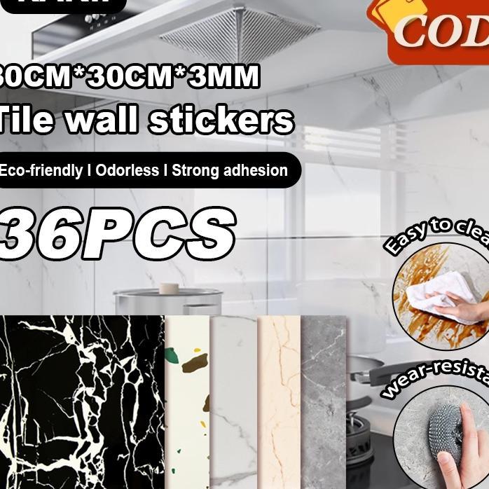 (36 Buah) Wallpaper Dinding Vinil Marmer 30X30Cm/Lantai Vinil Marmer Granit/Stiker Kabinet Marmer/St