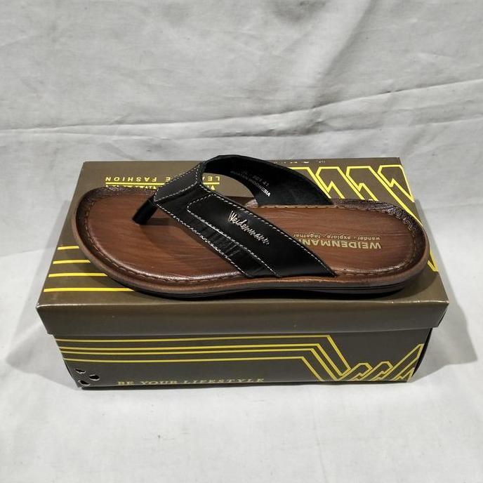 Sandal jepit kulit asli pria WEIDENMANN ORINAL JL 501 HITAM