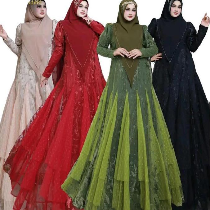 Jauharah Syar'i by Soekha Hijab Gamis Muslim Wanita Dress Syari Dewasa Pesta Maxi Mewah Lebaran Wani