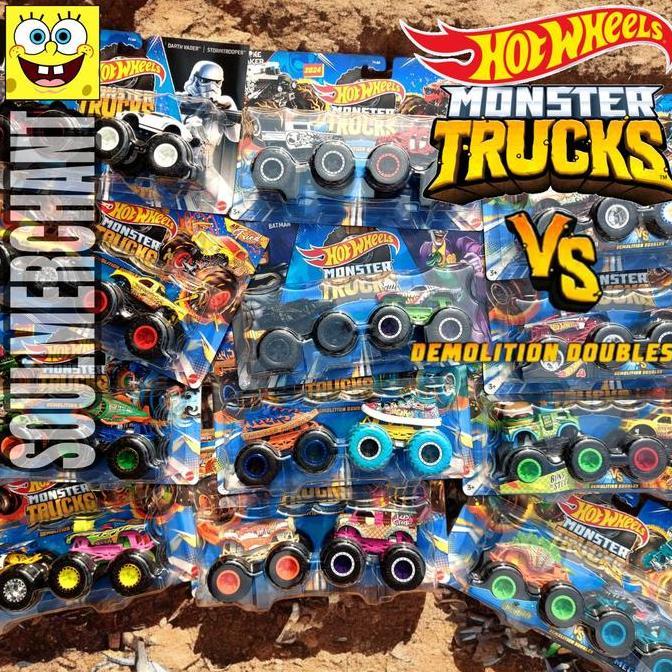 Hot Wheels Monster Trucks Demolition Doubles Diecast Mobil Truck Off Road Ban Besar Original Mattel 