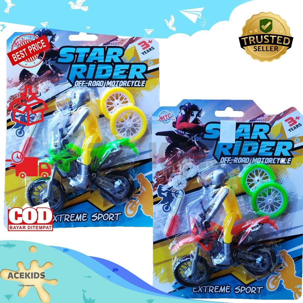 Mainan motor trail offroad star rider motorcycle downhill motor cross trail plus orang dan motor saj