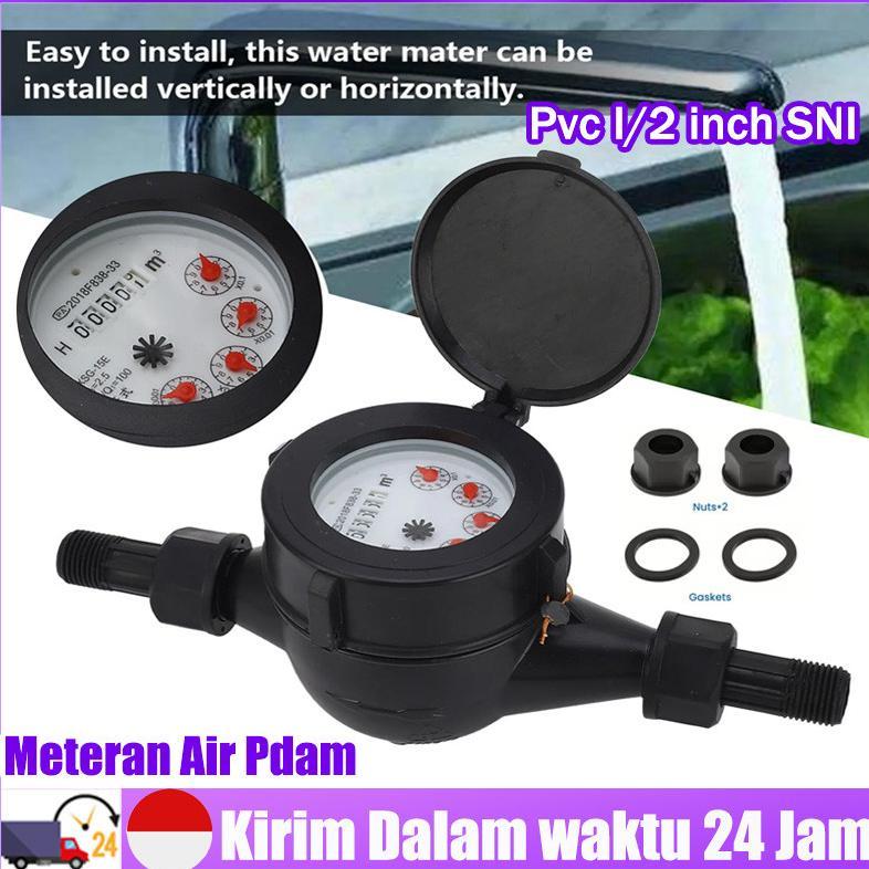 Meteran Air Pdam Sni 1/2" Body Besi Water Meter Ledeng Pdam 0.5 Inch Meteran Pdam Flow Meter