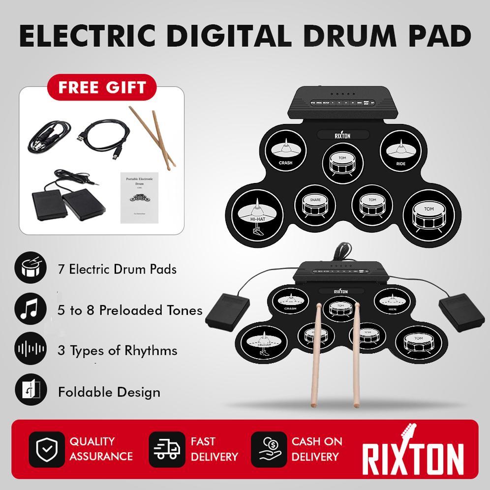 RIXTON Digital Portabel Drum Roll Drum Elektronik Perkusi Portabel Silicone Hand Roll Drum Kit Drum 