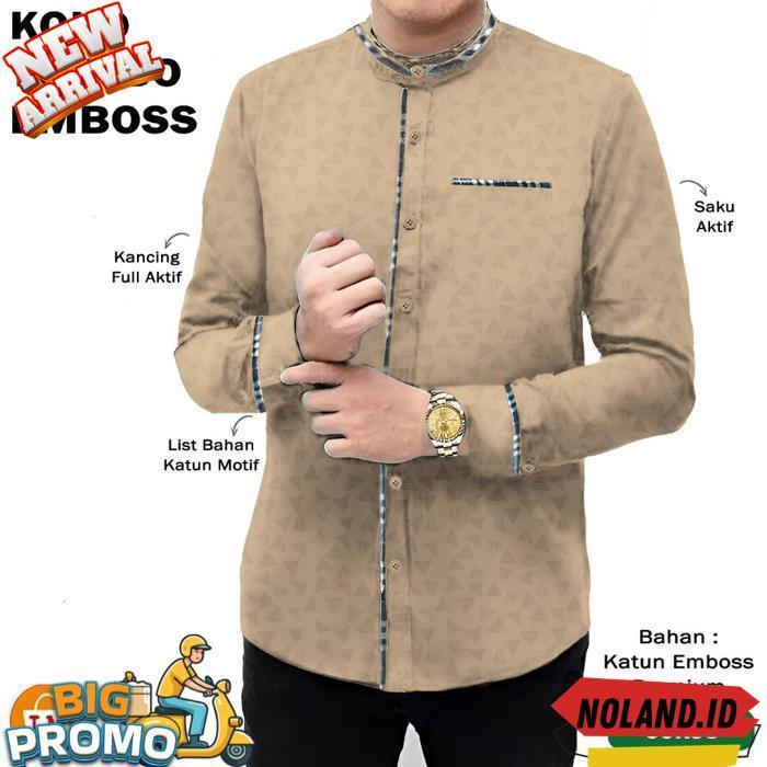 Baju Koko Pria Muslim Toyobo Micro Katun Lengan Panjang Ukuran M L Xl Xxl Xxxl / 22845 Bahan Lembut 