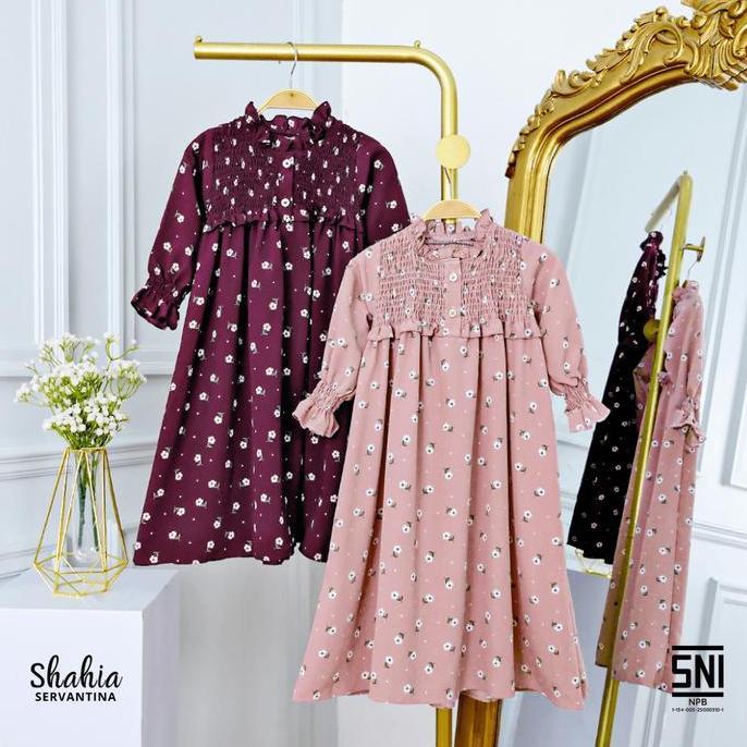 NEW SHAHIA SERVANTINA - CAMELIA DRESS CRINCLE GAMIS COUPLE MOMMY & ANAK PEREMPUAN ORI
