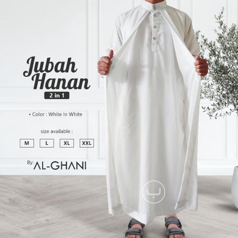 ORIGINAL 1 SET JUBAH PRIA LUAR DALAM, JUBAH HANAN 2 IN 1, JUBAH GAMIS PRIA PREMIUM BAHAN KATUN EXLUS
