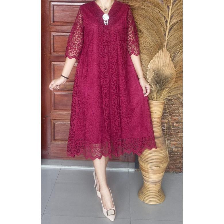 ORIGINAL DF1 (D.KAR BABYDOL) DRESS BROKAT RENDA/LONG DRES RENDA SEMI PRANCIS
