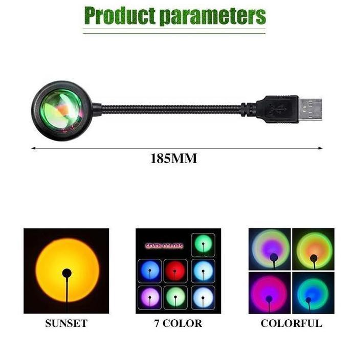 NIHONMART Lampu Sunset Tidur Proyektor Sunset Matahari Terbenam Lampu Fill Proyektor Lampu Unik